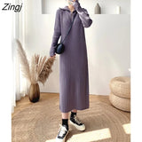 Women Long Sweater Dress 2022 New Autumn Winter Thick Warm Zipper Turtleneck Long Sleeve Knitted Maxi Dress Female