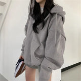 Solid Color Zip Up Oversized HoodieOutfit