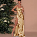 Spring Summer One Shoulder Sleeveless High Split Evening Dress Women Solid High Waist Long Maxi Formal Party Dresses