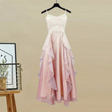 Two Piece Sets Womens Sweet Outfit For Women Temperament Pink Knitted Sweater+ Ruffles Patchwork Straped Fairy Dress