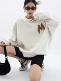 Women Letter Printing Sweatshirts Oversize Long Sleeve O Neck Loose Pullovers Female Tops Autumn