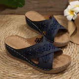 Summer New Women's Slope And Thick-Soled Slippers Large-Size Fish Mouth Leisure Thick-Soled Beach