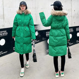 Long Women's Cotton Padded Coat Parkas Down Winter Jacket Thick Warm Fur Hooded Coats Puffer Outerwear Jacket