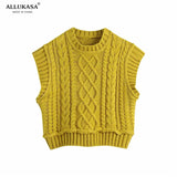 Autumn sweater Women Casual Turtleneck Pink Knitted Pullover Vest Chic Lady Sleeveless Sweaters Girls Cute Knitted