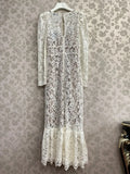 Autumn Women's New Hand-made Diamond Lace Dress Long Sleeve Dress V-neck Slim