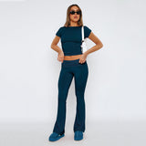 New Casual Wind Low-Rise Horn Pants Fashion Thin Solid Pants Set