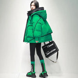 Fashion Green Warm Puffer Parkas Coat Thicken Oversized Jackets Casual Parkas Women Winter Down Coat