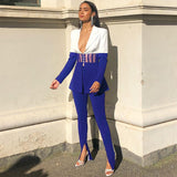 Two Piece Set Women Suit Blazer and Pants Club Two Piece Outfits Runway Clothes 2020 Fall Black and White 2 Piece