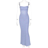 Women's Elegant Floral Printed Backless Floor-length Slip Dress Sexy 2022 Summer Sleeveless Boho Long Maxi Holiday Beach