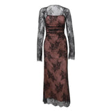 Zingj Women's Fall 2023 New Sexy Temperament Vest Long Sleeve Strap Hook Lace Sling