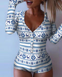 Sexy One Piece Ribbed Button Front Lounge Rompers Womens Jumpsuit Shorts Bodycon Playsuit Conjoined Adult Pajamas