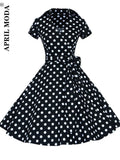 60s Formal Flare Swing Dress Hepburn Summer Women Polka Dot Vintage Cocktail Robe Rockabilly Retro Pinup Dresses With