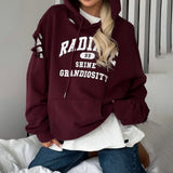 Style Retro Hottie Letter Print Dress Girl Spring New Rotten Hooded Loose