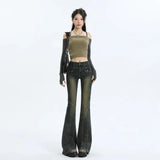 Jeans for Women Aesthetic High Rise Flare Jeans Fashion y2k Pants Streetwear Denim