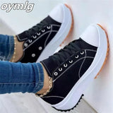 Spring and Autumn New Canvas Shoes Lace Up Thick Bottom Large Size Muffin Bottom Low Top Comfortable Casual