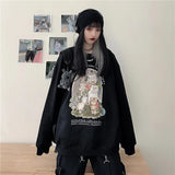 Hip Hop Streetwear Funny Cats Sweatshirt Women Oversized Streetwear Casual Kawaii Teens Clothes 2021 Autumn New