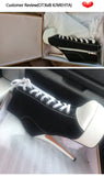 Onlymaker Women's Canvas Platform Lace Up Ankle Boots16cm High Heel Side Zipper Plus Size Fashion Sexy Stiletto