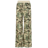Camouflage Print Splicing Hooded Tycoat With Short Sweater Straight Trousers Two