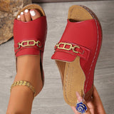 Summer New Large-Size Lady Thick-Soled Sandals Help Metal Buckle Decorative Sole Polyurethane