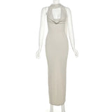 Summer Fashion Trend Women's New Hanging Neck Bare Back Body And Hips Solid Color