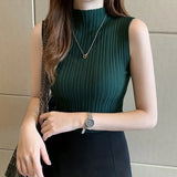 Tank Top Fashion Solid Slim Sleeveless Knit Sweater Autumn Basic Shirts Casual Blouse Vest Blusas Jumpers Elegant