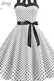 Dress Women 2023 Summer Sexy Polka Dot Print Halter Party Dresses Vestidos Robe Pin Up Rockabilly Y2K