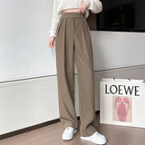 Fashion Black Design Tailored Trousers Women Loose Casual High Waist Pants Korean Street Lady Draped Trousers
