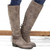 Women's High Boots 2022 Winter Fashion Plus Size Platform Retro Boots Ladies Back Lace-up Long Boots Black Boots Botas