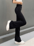 High Waist Solid Flare Leg Pants- Outfit