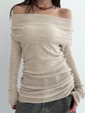 Vintage Strapless Slim Long Sleeve Knitted