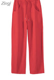 Loose Sweatpants 2023 Autumn Women Red Sport Pants High Waist Loose Trouser Female Fashion Streetwear Straight