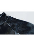 Spliced Streetwear Bodycon T Shirt Women Long Sleeve Stand Collar Gothic 2023 Spring Fashion Pullover Tees Tops