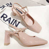 Jane Sandals Women's Coarse Heeled 2025 New Simple Pink Summer Afterempty High