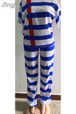 Piece Women Set 2023 New Arrival Summer Autumn Matching Sets Stripe Print Two Pieces Sets Top And Pants Suits Outfits