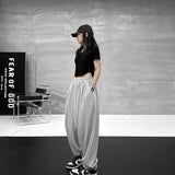 Y2K Black Joggers Sweatpants Women Hip Hop Letter Print Wide Leg Pants Streetwear Oversized 2Xl Drawstring Trousers