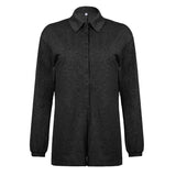 Personality Buckle POLO Collar Loose Lazy Simple Long Sleeves Jump Thin