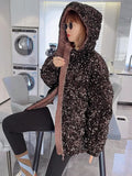 Sequins Women Winter Down Jacket Thick Parka Coat With Bling Bling Fashion Design Puffer
