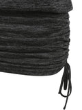 Color Strappy Cinched Heathered Blouson Tank Top Women Cami Plain Casual T shirt High Stretch