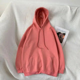 Cotton Hoodies Women Fashion Solid Color Casual Hooded Sweatshirt Streetwear Loose Hip Hop Pullover Hoodie Couple
