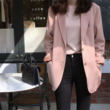 Zingj Celebrity Spring And Autumn New Korean Version Of The Suit Jacket Female Casual Loose Chic Pink Small Suit Slim Korean