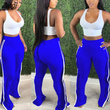 Striped Ruffle Casual Bodycon Sweat Pants Womens Joggers Elastic High Waist Trousers Women Pants Female Summer Ladies