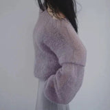 Vintage Hollow Out Thin Sweaters Women Sexy Slash Neck Knit Pullovers Korean Sweet Elegant Loose Soft Sweatshirt Tops