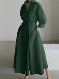 Autumn New 2022 Lapel Dress Korean Fashion Streetwear Women's Loose Solid Color Long Sleeved Long Sleeve Long Top