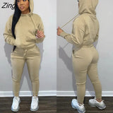 Autumn Gray 2 Two Piece Sets Tracksuit Womens Outfits Black Fleece Hoodies Pants Sets Suits Ladies Sweatsuit For