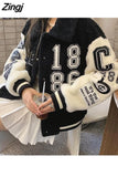 new autumn and winter lamb wool fashion jackets coats women's Y2K loose wild jackets casual stitching baseball uniform
