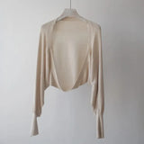 Silk Sunscreen Knitted Cardigan Women 2023 Summer Thin Strap Small Shawl Air Conditioning Shirt Bat Sleeve Cover Tops