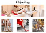 Onlymaker Women's Peep Toe 12 CM Thin High Heels Glitter Cut Out Gold Evening Party Dress Sandals Ankle Strap Open Toe