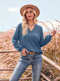/ Winter Fashion Women's Wear 2025 New Solid Color V-Neck Casual Slim Long Sleeve With Pocket