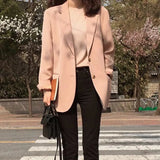Zingj Celebrity Spring And Autumn New Korean Version Of The Suit Jacket Female Casual Loose Chic Pink Small Suit Slim Korean