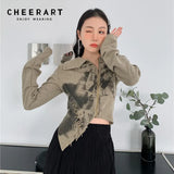 Spring 2022 Womens Fashion Cropped Jacket Bandage Asymmetrical Zipper Up High Fashion Designer Coat